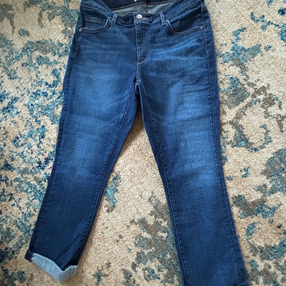 LOFT Dark Indigo Cropped Skinny Jeans